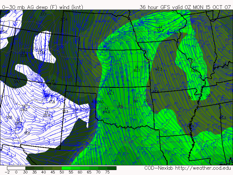 10.14.07 GFS dewpoints 0z